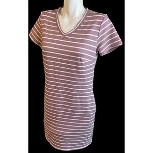 32° Degrees Cool Short Sleeve V Neck Dress Womens Size Small Pink Mauve White